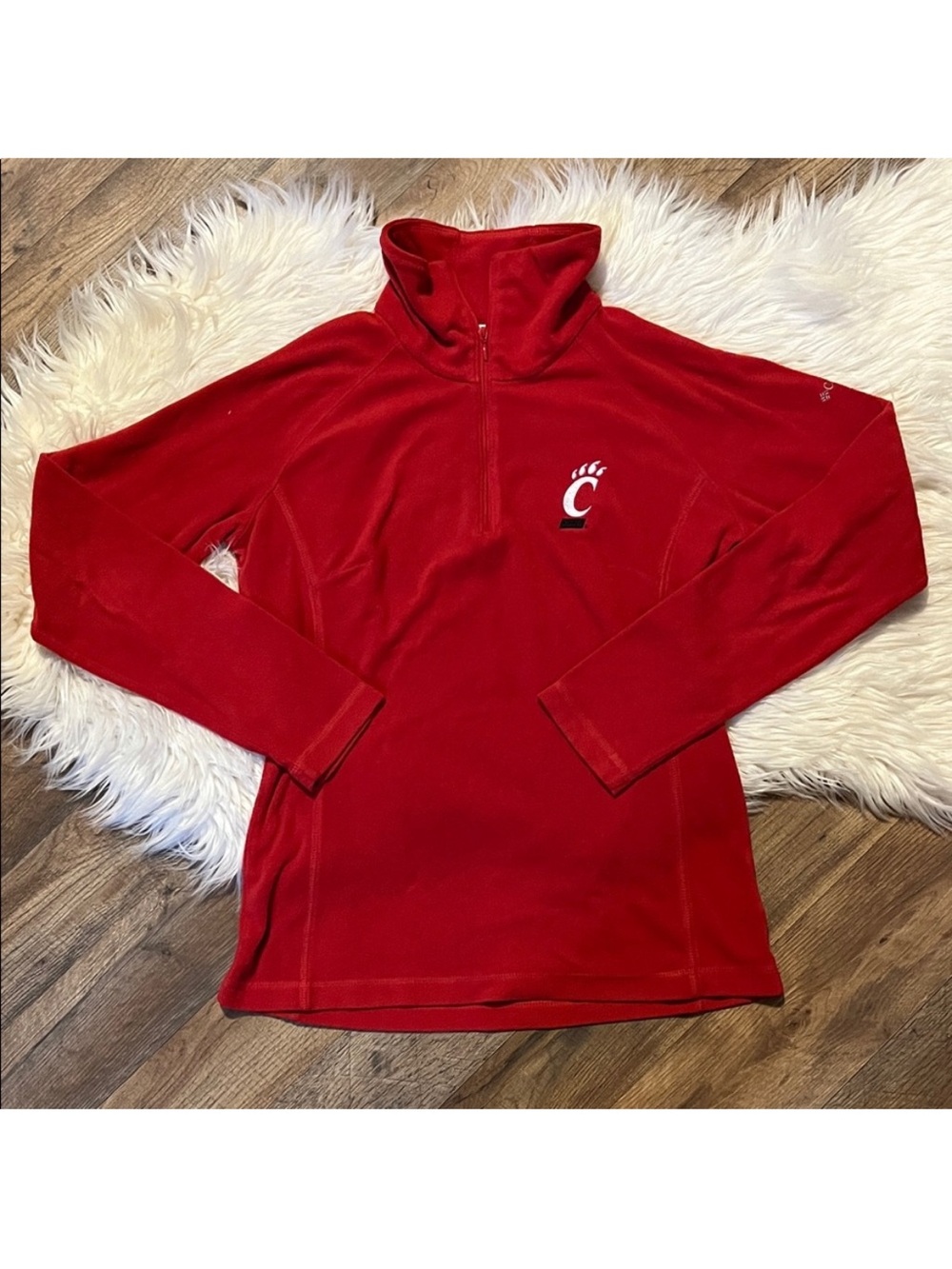 Columbia Women's Small Cincinnati Bearcats Red Half Zip Fleece | Cozy Pullover - Picture 2 of 8
